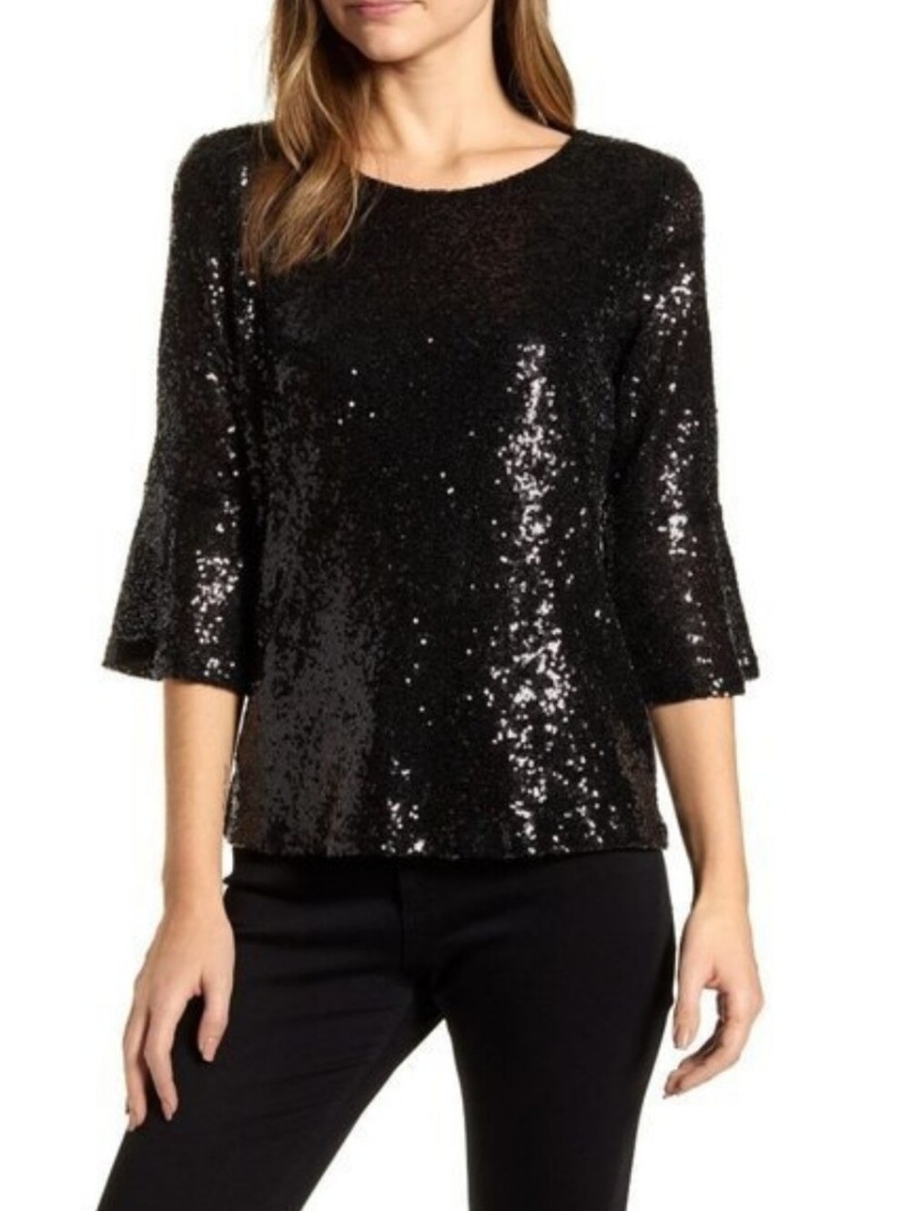 NWT!Fall Sequin Shimmer Y2k Party Blouse Women's Date Night Glam Cocktail Top XS